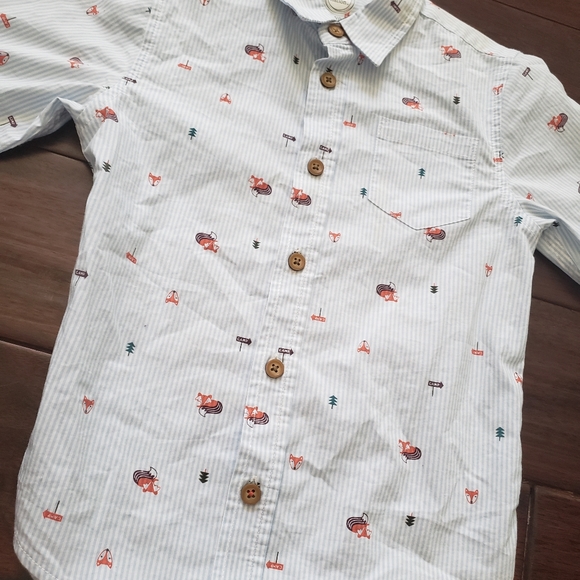 Boys Striped Novelty Print Button Down - Picture 2 of 6